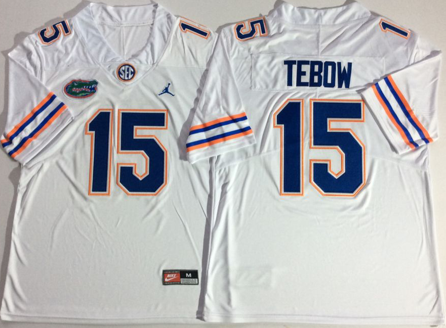 NCAA Men Jordan Florida Gators White #15 TEBOW->ncaa teams->NCAA Jersey